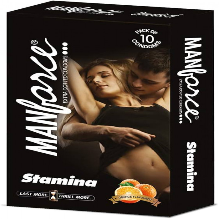 Manforce Stamina Extra Dotted Orange Flavoured Condoms 10pcs