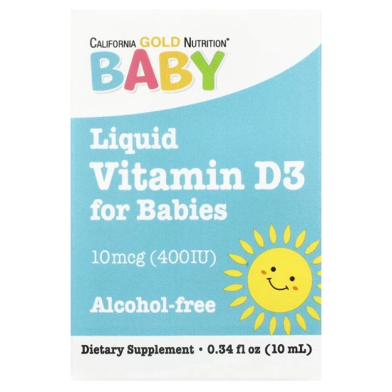 California Gold Nutrition Baby, Vitamin D3 Drops, 10mcg (400IU), 0.34 fl oz (10 ml)