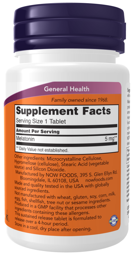 Now Melatonin 5mg Sustained Release Tablets, Healthy Sleep Cycle, Gastrointestinal Support 120 count - Buy Online in Bangladesh | ePharma