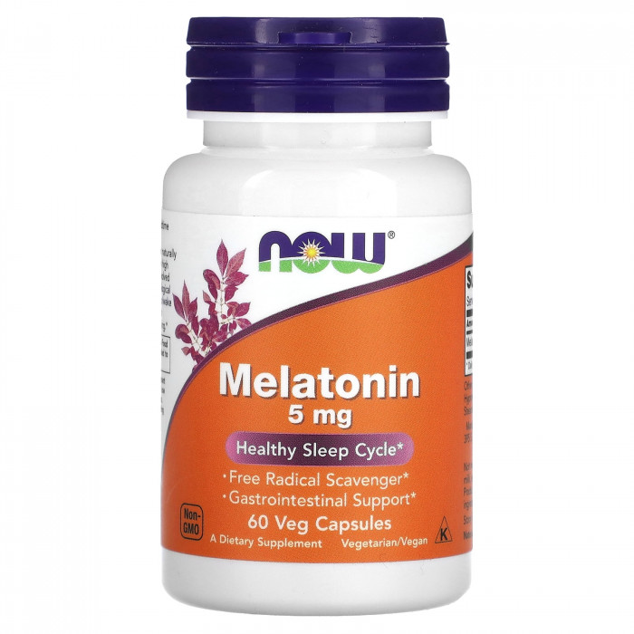 Now Melatonin 5mg, 60 Veg Capsule | USA