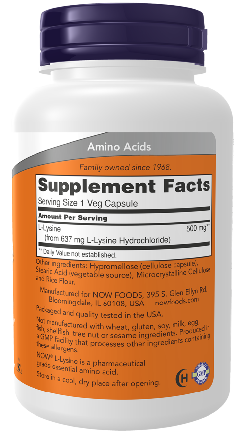 NOW Foods L-Lysine, 500mg, 100 tablets - Buy Online in Bangladesh | ePharma