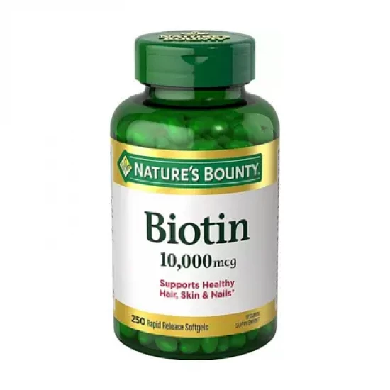 Nature's Bounty Biotin 10000mcg, 250 Softgels | USA