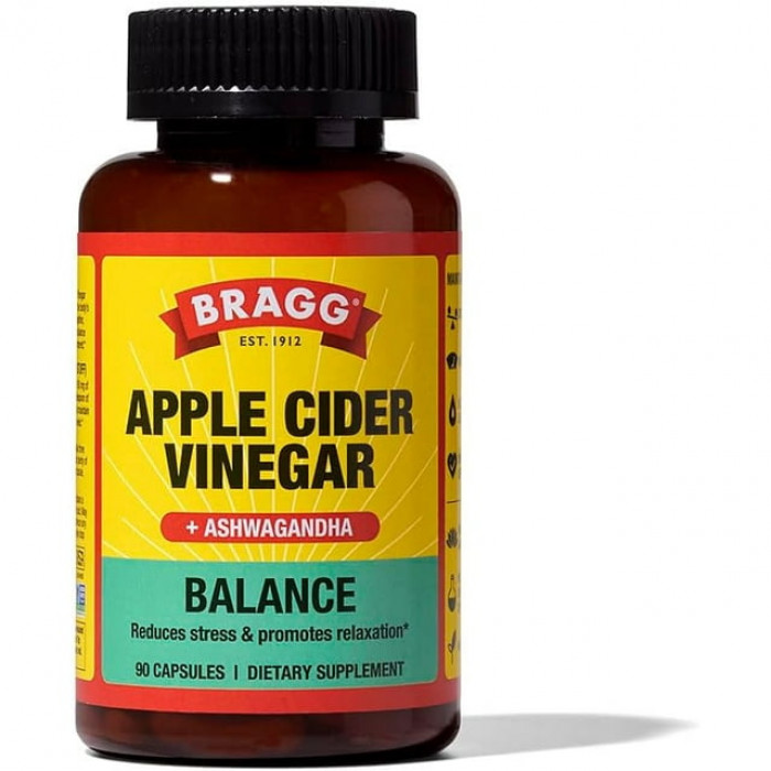 Bragg Daily Balance Apple Cider Vinegar Ashwagandha 90 Capsules | USA Made
