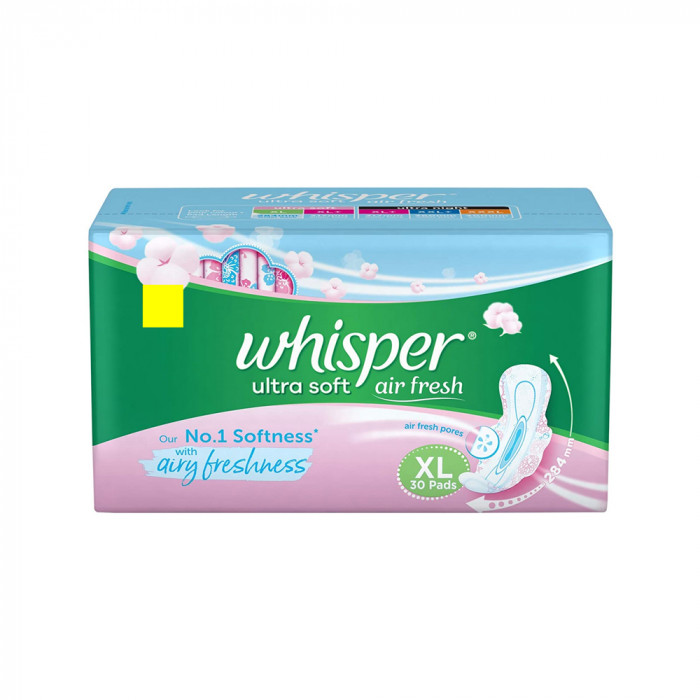 Whisper Ultra Soft Air Fresh Sanitary Napkin XL-30Pads