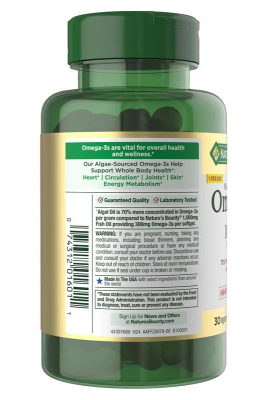 Nature’s Bounty Plant-Based Omega-3 1000 mg Algae Oil, 30 Vegetarian Softgels - Buy Online in Bangladesh | ePharma