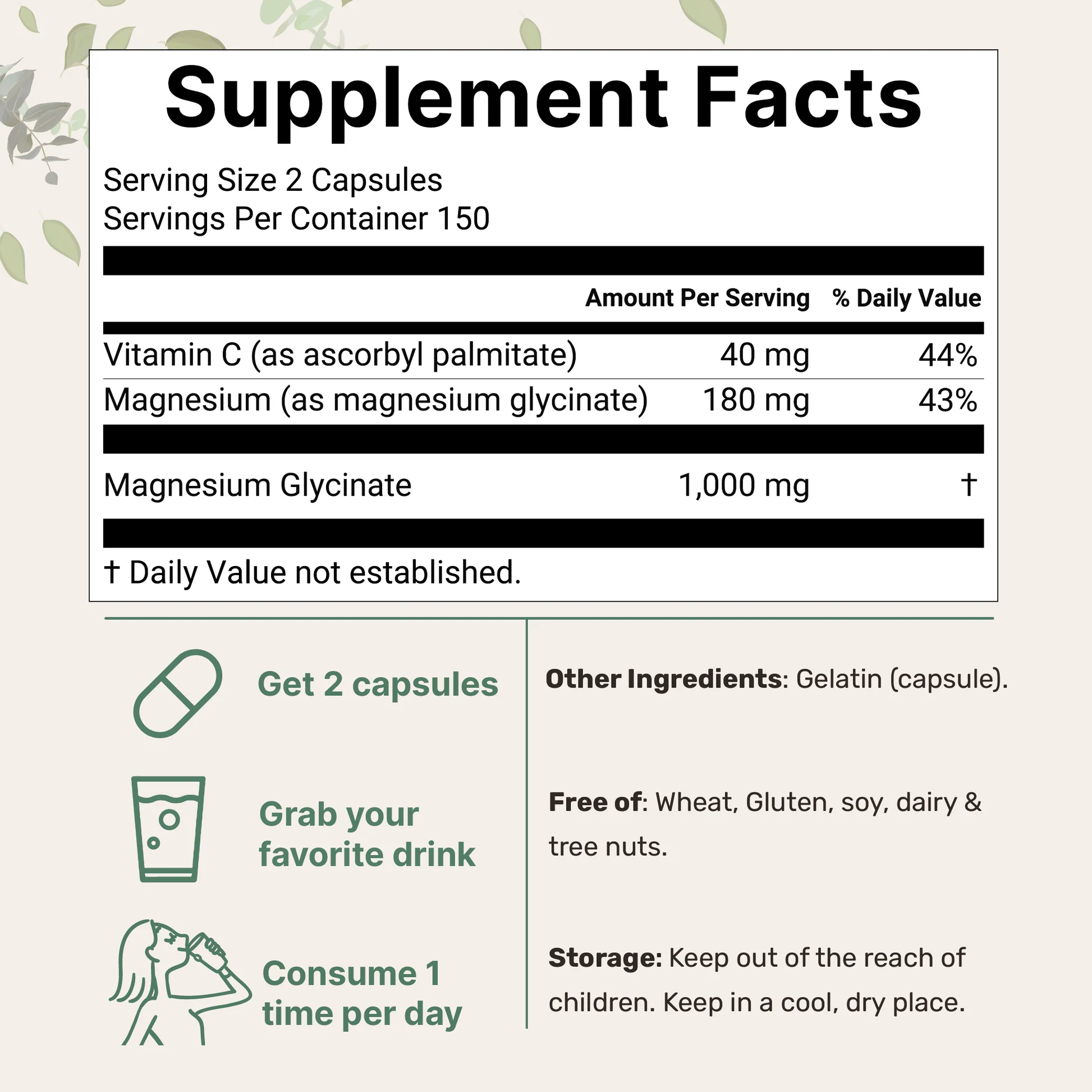 Micro Ingredients Pure Magnesium Glycinate 1000mg, 300 Capsules - Buy Online in Bangladesh | ePharma