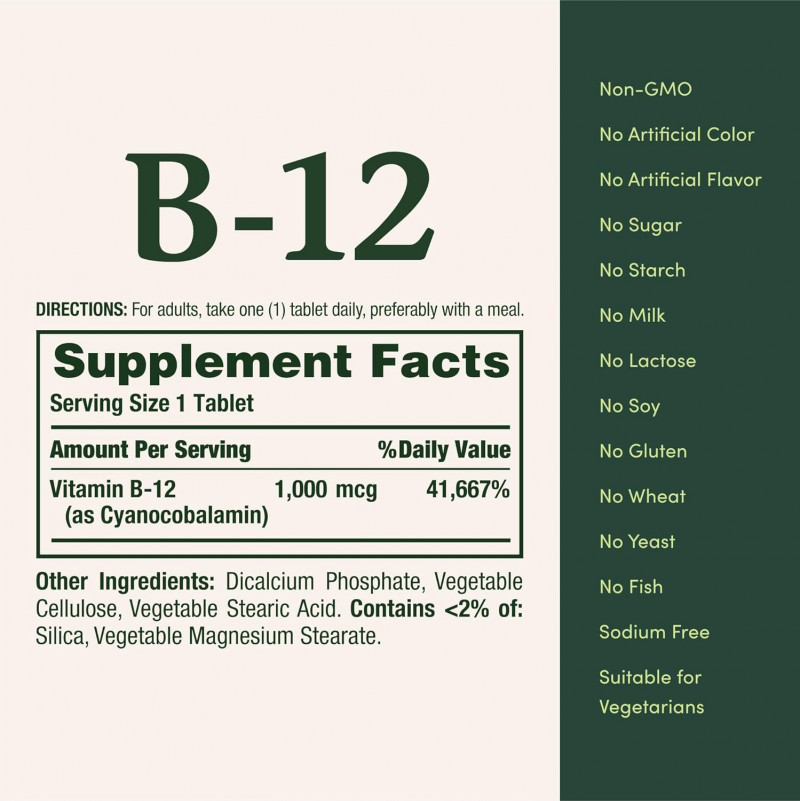 Nature's Bounty Vitamin B12 1000mcg 100 Tablets | USA - Buy Online in Bangladesh | ePharma
