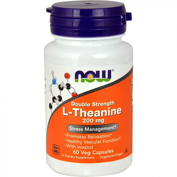 NOW Foods L-Theanine 200 mg 60 Veg Capsules | USA