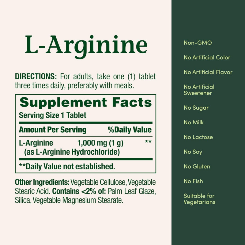 Nature's Bounty L-Arginine 1,000 mg , 50 Tablets | USA - Buy Online in Bangladesh | ePharma