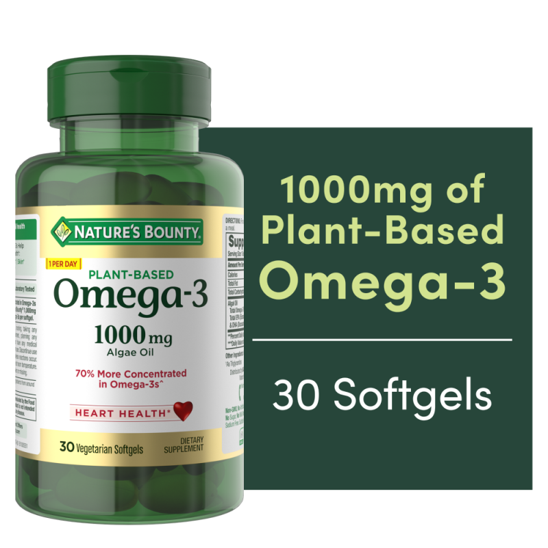 Nature’s Bounty Plant-Based Omega-3 1000 mg Algae Oil, 30 Vegetarian Softgels