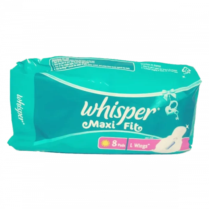 Whisper Maxi Fit Sanitary Napkin (L Wings) 8 Pads