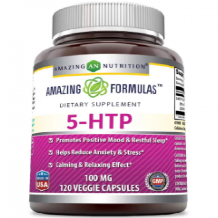 Amazing Formulas 5 HTP Hydroxytryptophan 100mg - Help reduce Anxiety & Stress, Promotes positive modes & restful sleep, Made from Griffonia Simplicifolia Seed Extract - Natural Sleep Support,