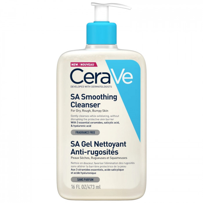 Cerave SA Smoothing Cleanser for Dry, Rough, Bumpy Skin, 473ml, Franch