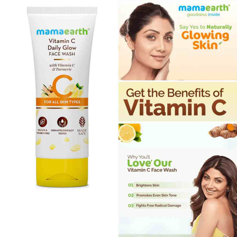 Mamaearth Vitamin C & Turmeric Facewash For Skin Illumination, 100ml