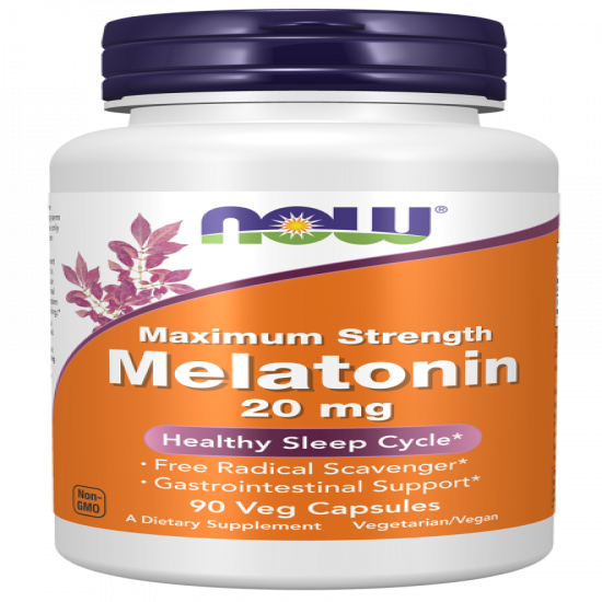 NOW Foods 20mg Maximum Strength Melatonin, 90 Capsules