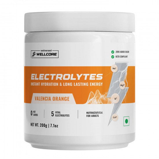 KETOFY Wellcore Electrolytes, Valenca Orange, 200g | Sugar Free | Imported
