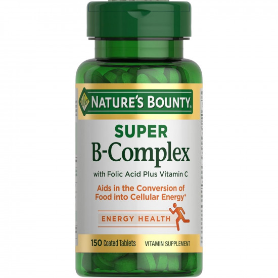 Nature's Bounty Super B-Complex With Folic Acid Plus Vitamin C | USA