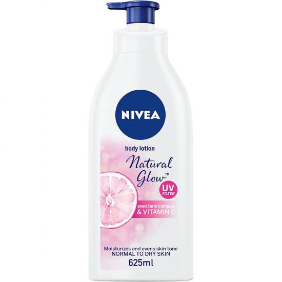Nivea Natural Glow Body Lotion, Vitamin C, UV Protection, Normal to Dry Skin, 625ml