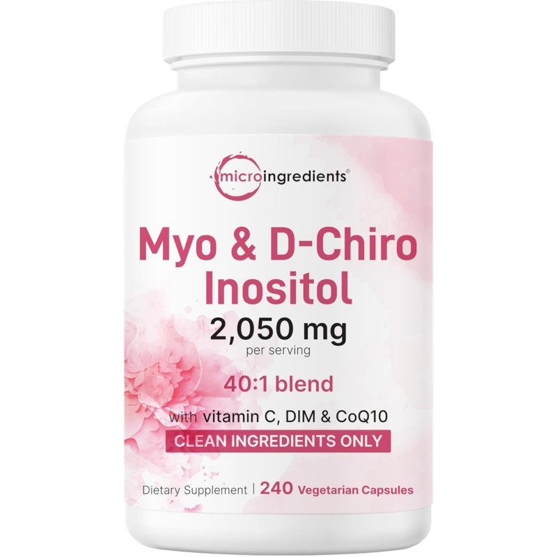 Micro Ingredients Myo-Inositol & D-Chiro Inositol 2,050mg | 240 Veggie Capsules | USA