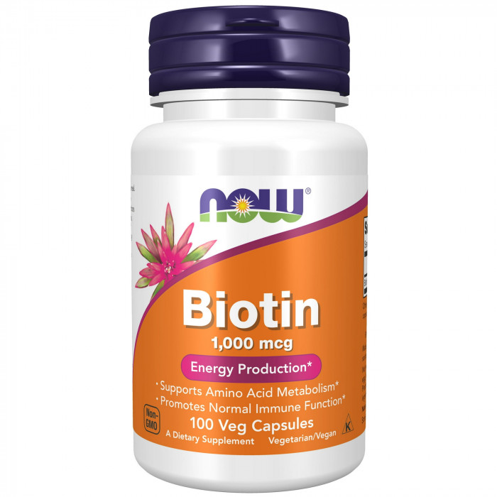 NOW Biotin 1000 mcg, 100 Veg Capsule | USA Made