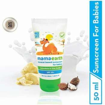 Mamaearth Mineral Based Sunscreen For Babies, Calendula & Zinc Oxide, SPF 20+, 50g
