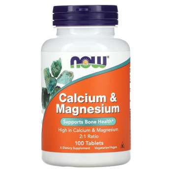 NOW Foods Calcium & Magnesium, 100 Tablets | USA Made