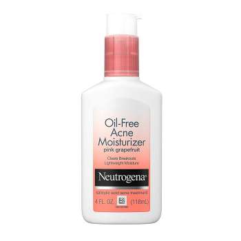 Neutrogena Oil Free Acne Facial Moisturizer with .5% Salicylic Acid Acne Treatment, Pink Grapefruit Acne Fighting Face Lotion for Breakouts, Non-Greasy & Non-Comedogenic, 118ml, USA