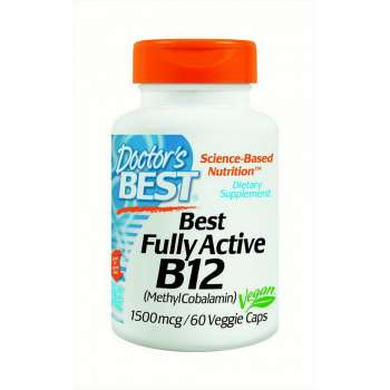 Doctor's Best Fully Active B12 1500mcg, Non-GMO, Vegan, Gluten Free, Supports Healthy Memory, Mood and Circulation, 60 Veggie Caps, USA