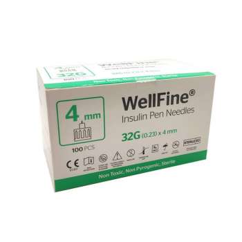 WellFine Insulin Pen Needles 32G (0.23) x 4 mm