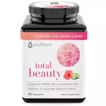 Youtheory Total Beauty | Hibiscus and Cucumber Botanical Blend | 90 Capsules