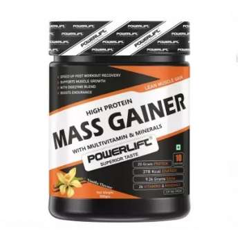 POWERLIFT Mass Gainer (500 g, Vanilla) with Shaker High Protein with Vitamins & Minerals Weight Gainers/Mass Gainers, India