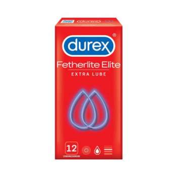Durex Fetherlite Elite Extra Lubricated Condoms  For Men | Pack of 12