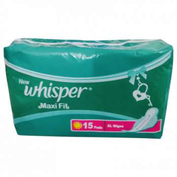 Whisper Maxi Fit Sanitary Napkin (XL wings) | 15 Pads