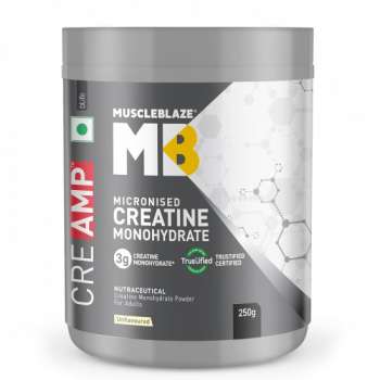 MUSCLEBLAZE Creatine Monohydrate CreAMP with CreAbsorb, 250g, Unflavored | Imported