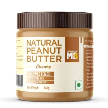 MuscleBlaze Natural Peanut Butter, Creamy, Protein, Unsweetened, No Added Salt, Trans Fat Free, 340 gm, India
