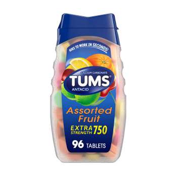 TUMS Antacid Extra Strength 750 Assorted Fruit for Heartburn Relief, 96 Chewable Tablets