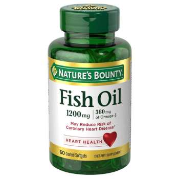 Nature's Bounty Fish Oil, Supports Heart Health, 1200mg, 360mg, Omega-3, 60 Softgel, USA