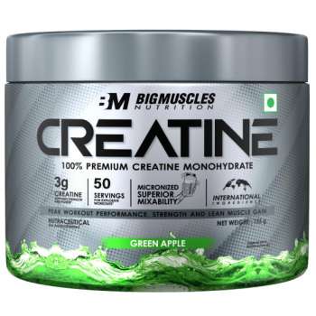Bigmuscles Nutrition Creatine, Green Apple | 155g, 50 Servings | Imported