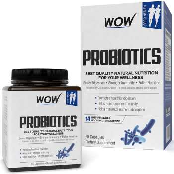 WOW Probiotics 20 Billion CFU (14 Probiotic Strains) 500mg, For Immune System Health, 60 Vegetarian Capsules