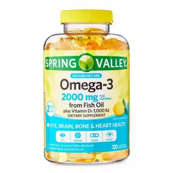 Omega-3 from Fish Oil Dietary Supplement | Eye Brain Bone & Heart Health, 2000mg | 120 Softgels