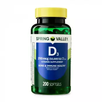 Spring Valley Vitamin D3 Supplement | Bone & Immune Health, 250mcg (10,000 IU), 200 Softgels