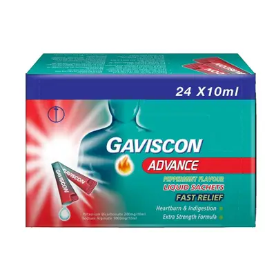 Gaviscon Advance Peppermint Liquid Sachets 24'sX10ml - Buy Online in Bangladesh | ePharma