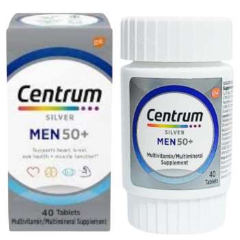 Centrum Silver Men 50+ Multivitamin (Improve Heart, Eye, Brain health & Muscle function) 40 Tablets - USA