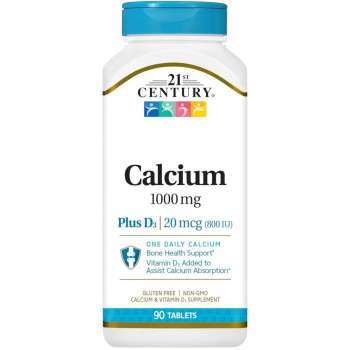 21st Century Calcium Plus D Tablets, 1000 mg, 90 Count