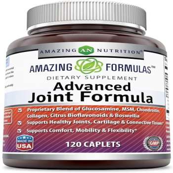 Amazing Formulas Advanced Joint Formula - Proprietary Blend of Glucosamine, MSM, Supports Healthy Joints, Cartilage & Connective Tissues, 120 Caplets, USA