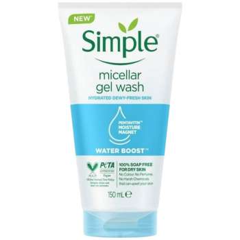 Simple Water Boost Micellar Facial Gel Wash for Hydrated Dewy-Fresh Skin 150ml