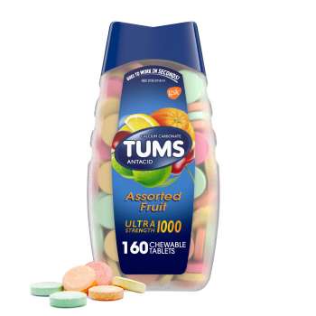 TUMS Antacid Ultra Strength 1000 Assorted Fruit for Heartburn Relief, 160 Chewable Tablets