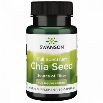 Swanson Full Spectrum Chia Seed 400mg, High in Omega-3 Fatty Acids & Quality Protein, Reduce Blood Sugar Levels, Help to Lose Weight, Healthy Heart, 60 Capsules, USA