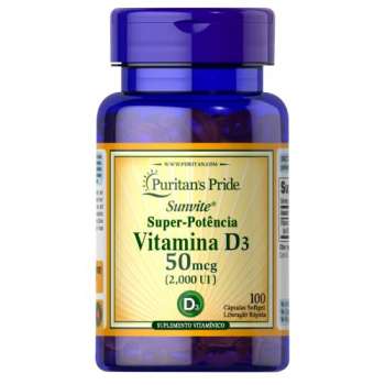 Puritan's Pride Sunvite Super High Potency Vitamin D3 2000IU 100 Soft gels, USA