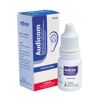 Audicom 0.3%+1%+0.025%+2% Ear Drop 10ml
